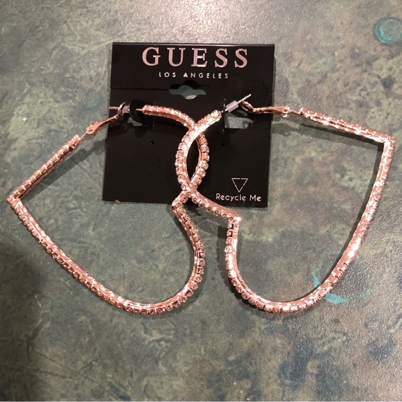 Guess heart shaped crystal rhinestone bling cubic zirconia earrings new - Picture 3 of 13